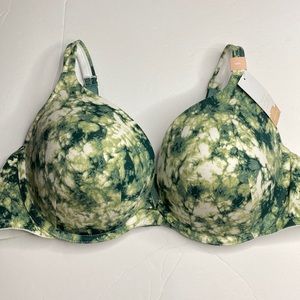 Green tie dye cotton boost plunge bra NWT Lane Bryant bra plus size push up bra